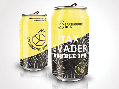 Earthbound Beer Can - Tax Evader beer earthbound slash tax evader topographic map yellow