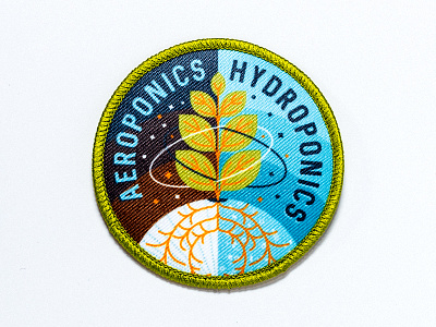 Space Badge: Aeroponics / Hydroponics air nasa patch plant roots space stars water