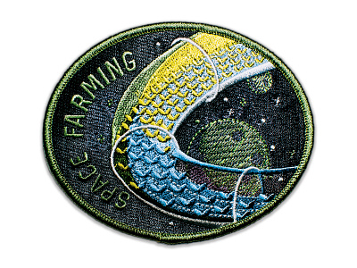 Space Badge Embroidery: Space Farming crop design embroider embroidery farm green illustration moon patch plant plants real round space texture tube yellow