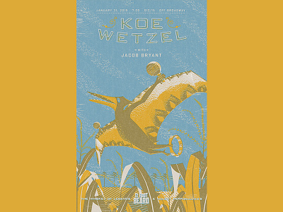Koe Wetzel: Pterodactyl Of Altamont Mo corn design farm illustration maraca missouri music poster tambourine texture yellow