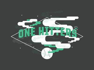 One Hitters Softball 02 ball baseball design dots green hit illustration lines logo one smoked space t shirt texture