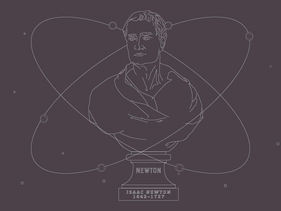 Newton Bust animated astronomer author illustration looping mathematician physicist science space theologian