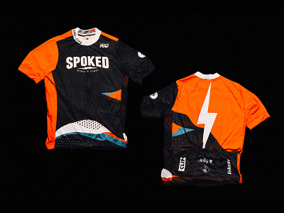 SPOKED BIKES & STUFF: Jersey bicycle bike bolt branding cycle design jersey kit lightening orange pattern texture vector x