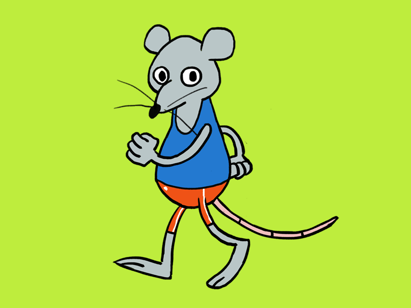 Gym Rat Walk Cycle animation cute fitness green illustration mouse rat