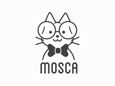 Mosca Logo black and white cat cute illustration logo