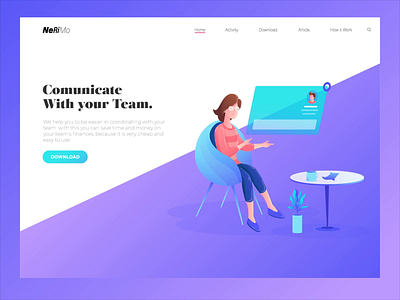 Communicate With Your Team animation communicate communication design flat flat design flat animation header illustration illustrator remote work team work vector web