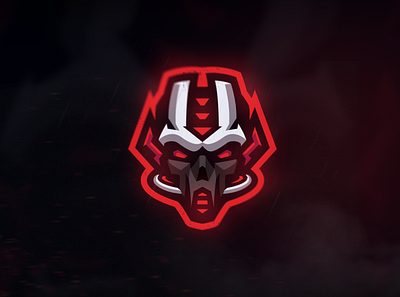 Robot Skull Mascot Logo angry branding design e sports illustration logo mascot mascot logo mecha red robot ronot skull vector white