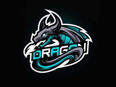 Dragon Mascot Logo angry art blue branding design dragon e sports fire gray illustration logo mascot mascot logo vector