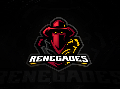 Renegades mascot logo redesign bandit branding design esports hat illustration logo mascot mascot logo renegades typography ui ux vector western