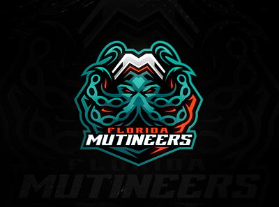 Florida Mutineers mascot logo redesign branding design e sports florida mutineers illustration logo mascot mascot logo octopus squid typography ui ux vector