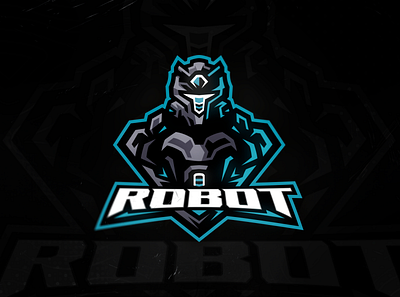 Robot mascot logo blue branding design e sports illustration logo mascot mascot logo robot soldier typography ui ux vector