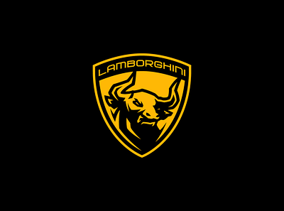 Lamborghini logo redesign branding bull car design illustration lamborghini logo mascot mascot logo typography ui ux vector yellow