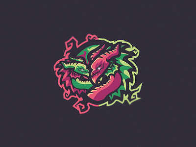 Magic Dragons Mascot Logo air angry app art asian branding chinese design flat green icon illustration logo mascot mascot logo purple ui vector web website