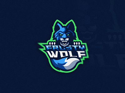 Frosty Wolf Mascot Logo angry app art blue branding design e sports flat frost frosty ice icon illustration logo mascot mascot logo vector web white wolf