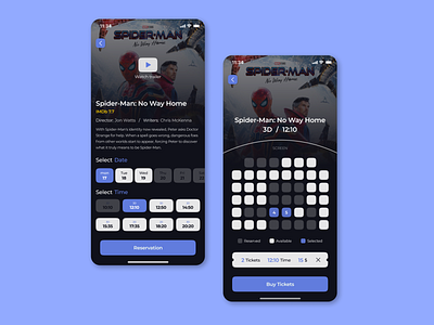 Movie App Design / Mobile Ticket Booking app booking cinema figma mobile movie ne4ik design spider man ticket ui uiux design ux