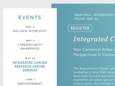 News and Events UI user interface events listing visual design ui