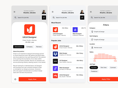 Job Finder app app design apple art direction design interface minimal typography ui ux