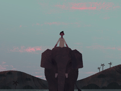 Elephant Riding elephant india lake sunset