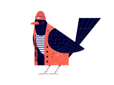 Parisian Bird #1 Hipster blackbird bird blackbird illustration limited palette paris
