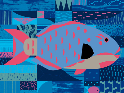 Parrot Fish animal fish game illustration pattern puzzle shapes