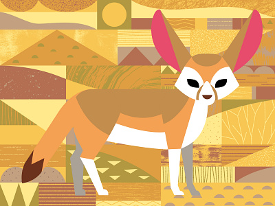 Fenec africa animal desert fox geometrical illustration pattern puzzle shape