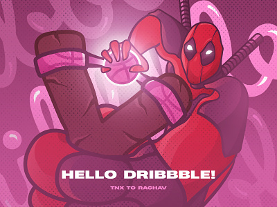 Hello Dribbble! comics deadpool dribbble hello dribbble illustration marvel shot