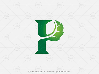 Letter P With Leaf Logo brand identity branding green logo initials letter logo letter mark logos letter p leaf letter p logo lettermark logo design logo for sale monogram