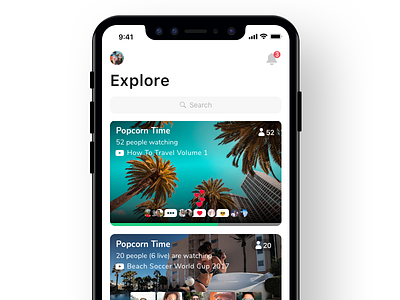 Explore airtime feed ios iphonex list live music notch now play social video chat