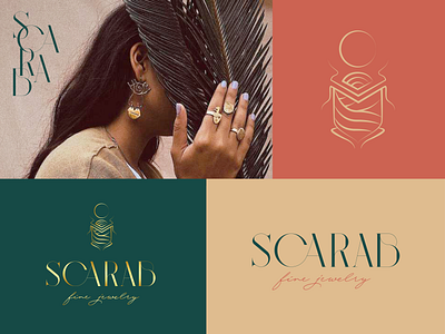 Scarab Jewelry Logo design egyptian gold green jewelry logo logo design logomark logotype luxurious scarab woman
