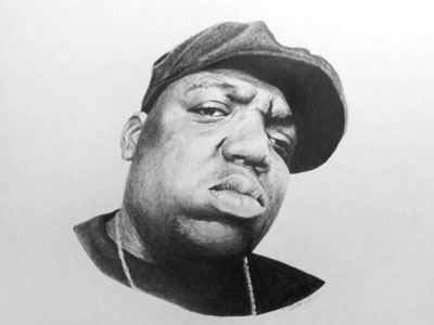 Biggie Portrait biggie drawing fine art graphite hip hop notorious big pencil rap