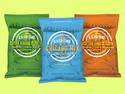 G.H. Cretors Reimagined branding concept food package design packaging popcorn
