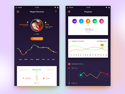 Fitness App - Profile and Progress android business creative dashboard design fitness flat google ios material running sport