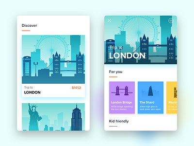 Trips App Design hangout london menu mobile new york party slider trip ui