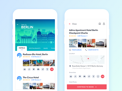 Trip App - Booking Hotels UI berlin booking ios app clean hotel mobile party simple tour travel trip ui usability