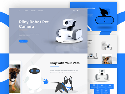 Landing Page - Riley Robot app landing page camera dribbble best shot home page landing page pet pet cam robot robot landing page