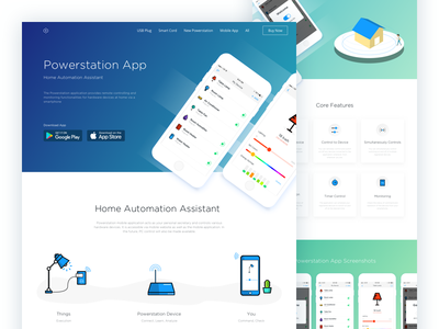 Landing Page - Powerstation APP 3d app install assistant automation design desktop electric home isometric landing page mobile