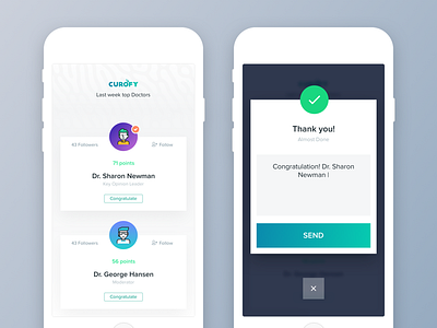 Curofy Leaderboard - weekly congratulate curofy doctor leaderboard medical message mobile send thank you