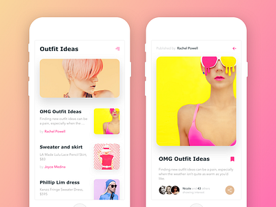 Outfit Ideas App Exploration app daily design fashion girls ideas mobile modeling outfit shopping ui ux
