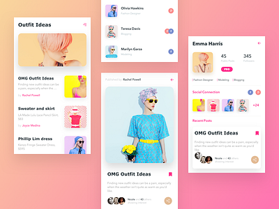 Outfit Ideas App Exploration app daily design fashion girls ideas mobile modeling outfit shopping ui ux