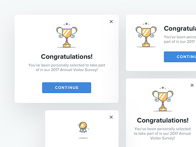 Congratulation Card (Popup, Banner and Sidebar Info) card congratulation feedback flat information page minimal page popup survey ui ux website