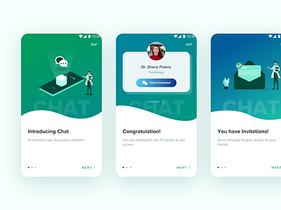 Mobile In-app UI android app branding chat chat app chat ui clean design feature launch illustration in app ios isometric material medical mobile mobile in app ui ux vector