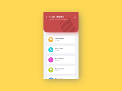 Home automation app interaction android app design details page home home automation ios light light bulb list page list ui mobile ui ux