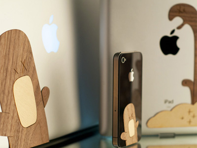 Wooden Monsters Ate My Apple! apple craft design grain ipad iphone mac macbook macbook air macbook pro monsters project real stylish texture veneer wood