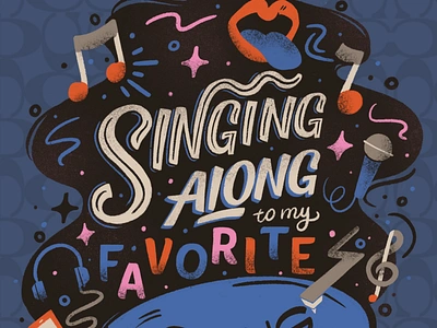 Singing Along digital art digital illustration hand lettering illustration lettering music poster playful quirky artwork social media typography