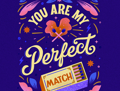 You Are My Perfect Match - Valentine's Greeting Card art licensing design greeting card love card matchbox valentines card valentines day