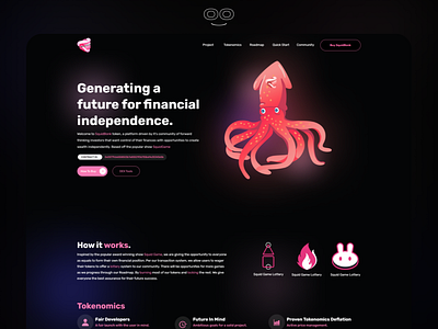 Squid Token Site crypto design site squid token ui web