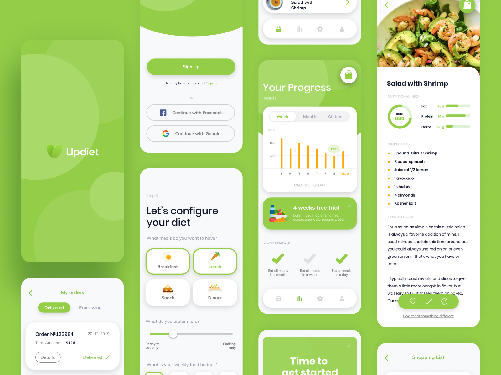 Health food mobile app design by Iryna Harahulia for GSN Design on Dribbble