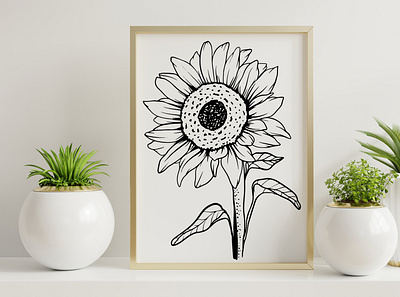Sun Flower Line Art Graphic Illustration clipart design flower flower illustration illustration line art lineart logo nature sun sunflower sunflowers svg vector