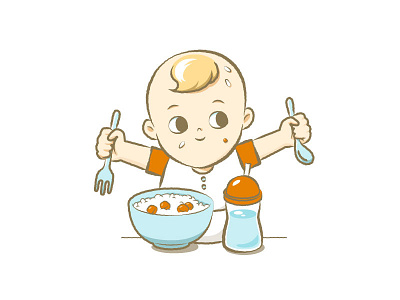 mischievous monster is eating baby character design illustration series