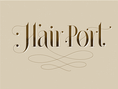 Hair Port logo design flourish hair salon lettering logo logotype serif typography vectorart